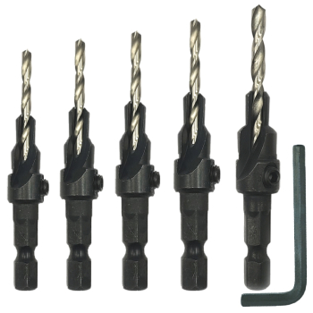5PCE Quick-Change Countersink Set 2.0,2.5,2.8,3.2,3.5mm +H/K 5PCE Quick-Change Countersink Set 2.0,2.5,2.8,3.2,3.5mm +H/K